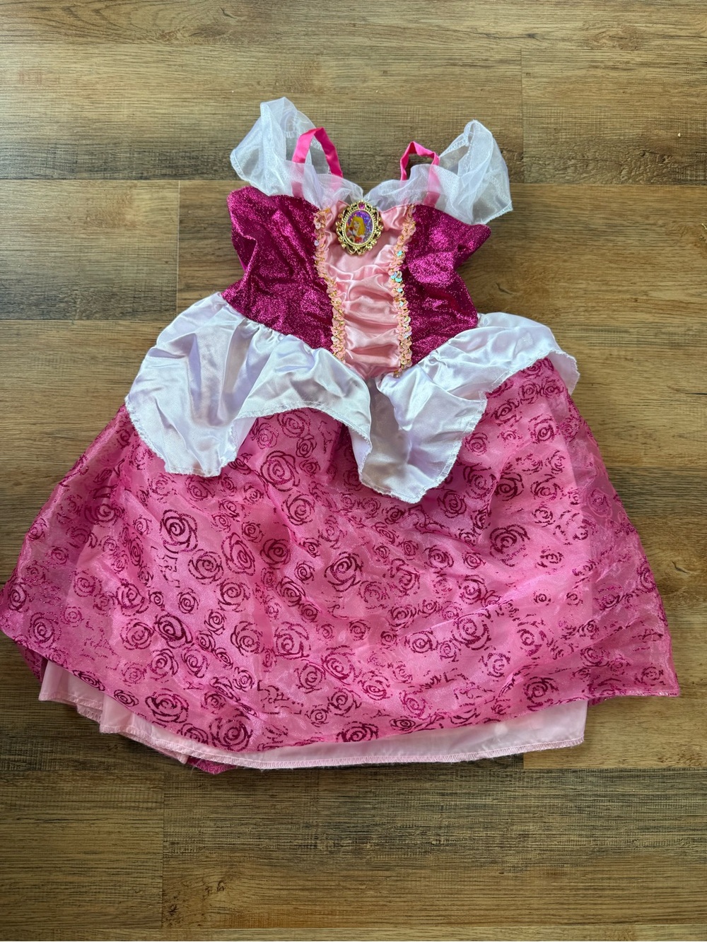 Disney Pink Rose Sleeping Beauty Princess Halloween Costume Dress Size 4-6x
